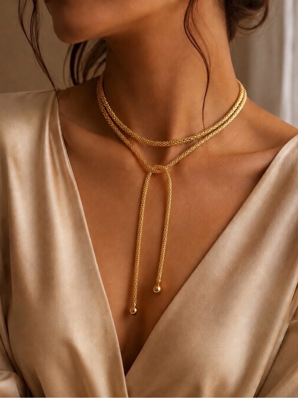Multi Wrap Rope Lariat Necklace - Elegant Women's Jewelry